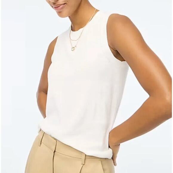 J. Crew Sweaters - J. Crew Sweater Shell in Classic Cotton White BO375 Size XXS